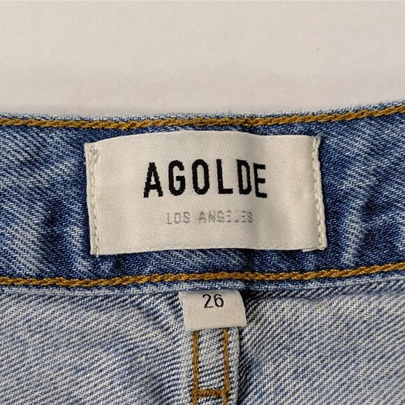 Agolde 90s Crop Jeans 26 Light Blue Straight Leg Organic Cotton Vintage Wash - Picture 2 of 12